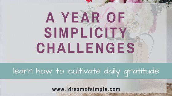 Start your own daily gratitude practice with this free download. This is part of my year of simplicity challenges. #gratitude #selfcare